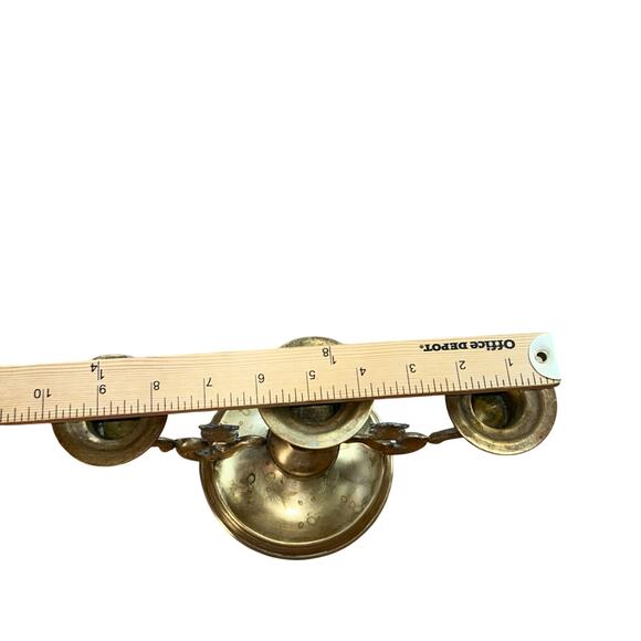 Vintage ornate Aztec brass three-arm candelabra boho Hollywood - Picture 10 of 11